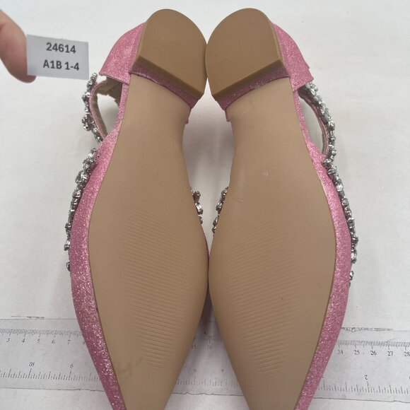 XYD Pink Glitter Pointed Toe D'Orsay Wedding Sandals Sparkly Rhinestones Shoes - Picture 7 of 8